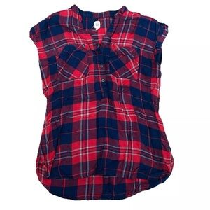 Women’s Gap Plaid Tank top Button Up Flannel Size XS